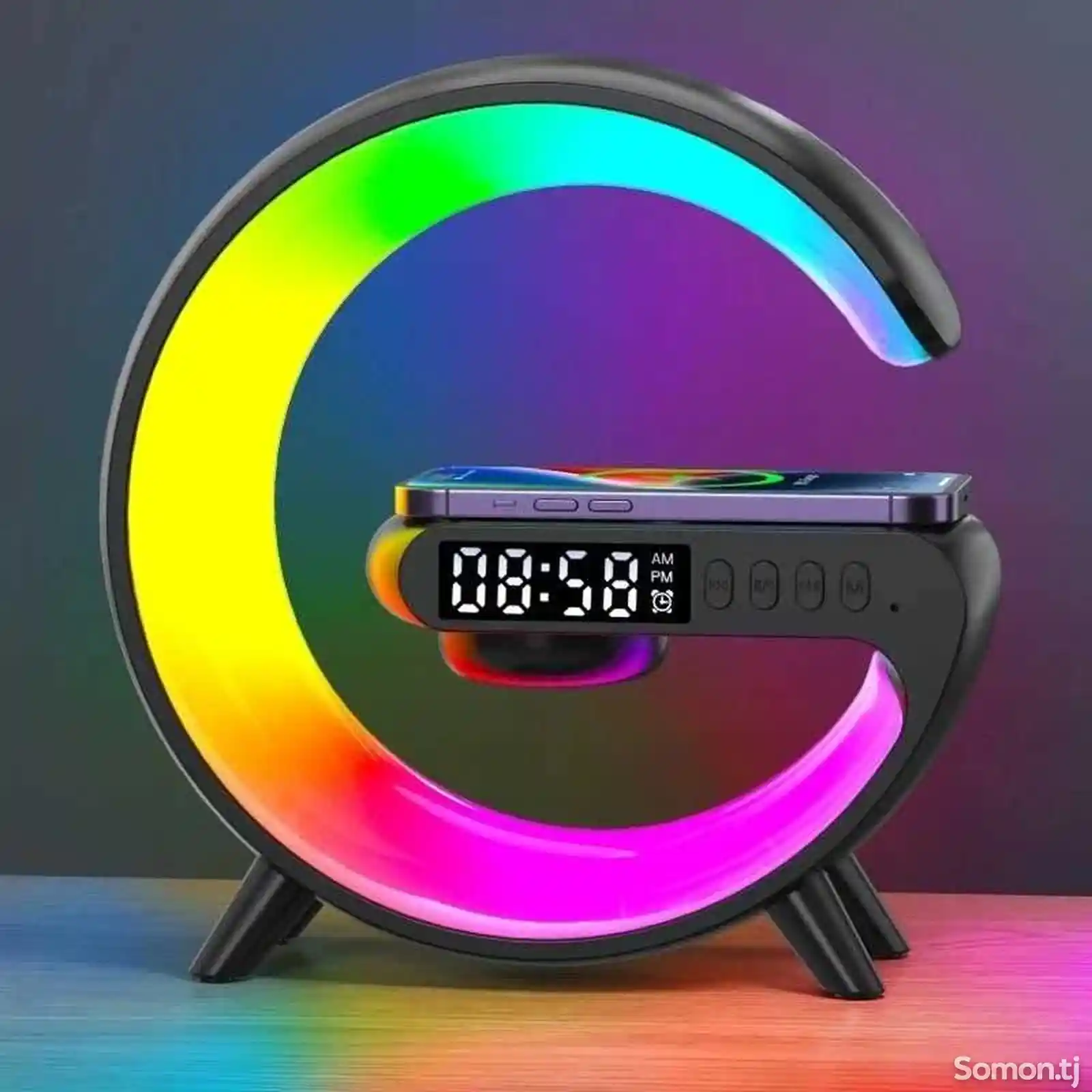 Умный RGB-светильник с колонкой и беспроводной зарядкой-12