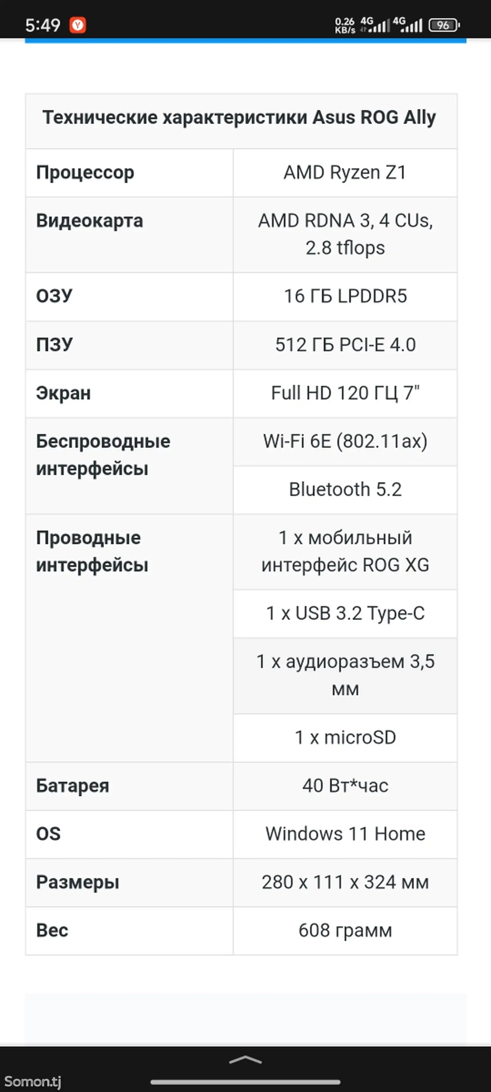 Игровой ноутбук Asus rog ally z1-1