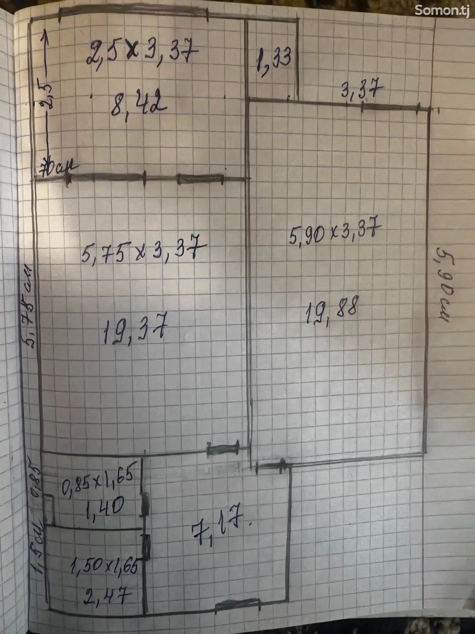 1-комн. квартира, 7 этаж, 60 м², Зелёный базар, Лохути-3