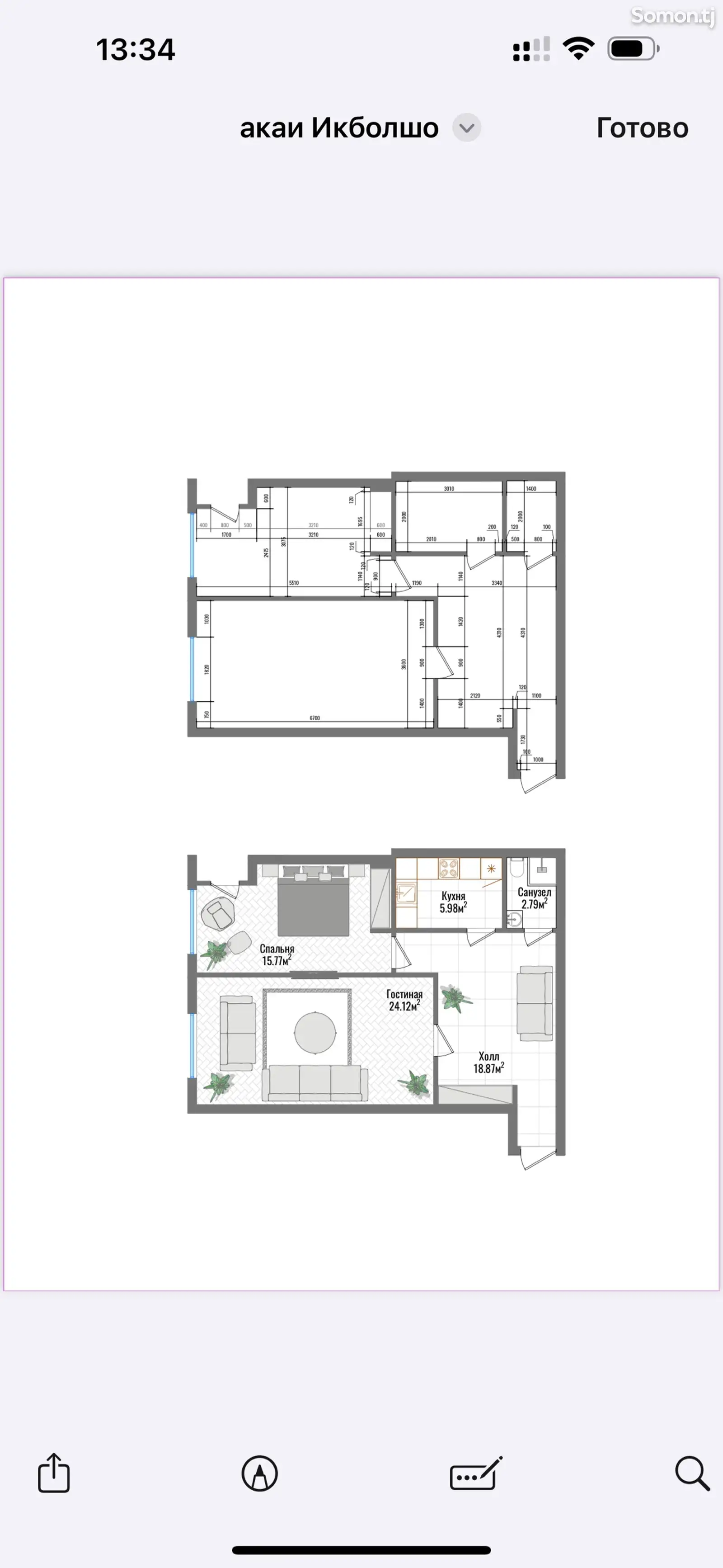 2-комн. квартира, 6 этаж, 72 м², Шоҳмансур-1