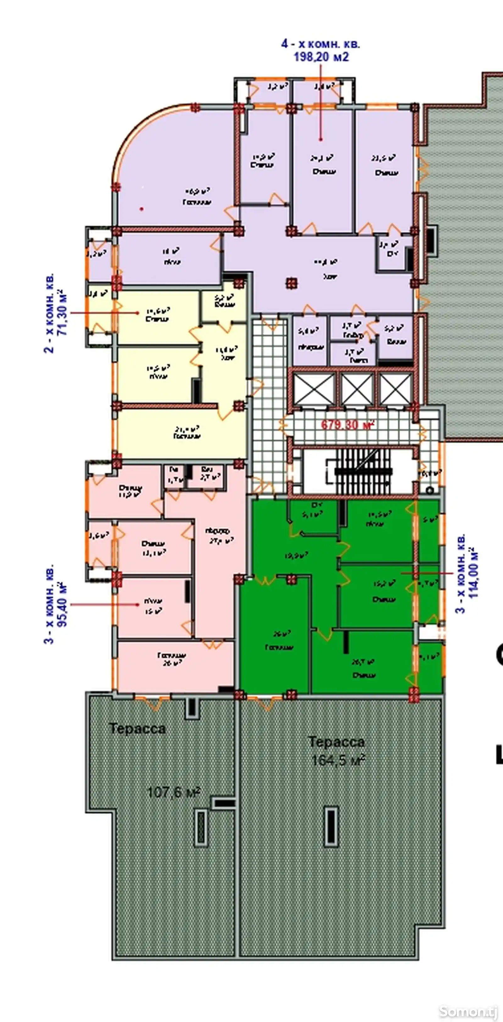 3-комн. квартира, 16 этаж, 96 м², Шоҳмансур, территория Садбарг-5