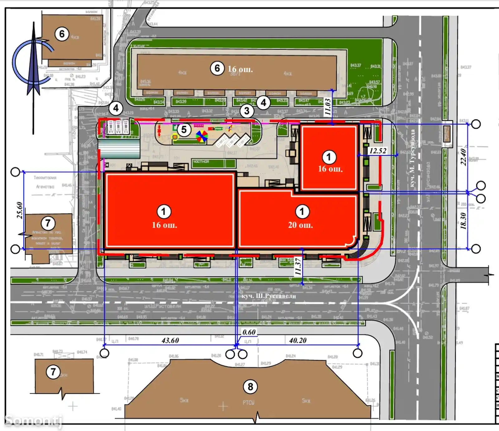 3-комн. квартира, 13 этаж, 92 м², Исмоили Сомони-2