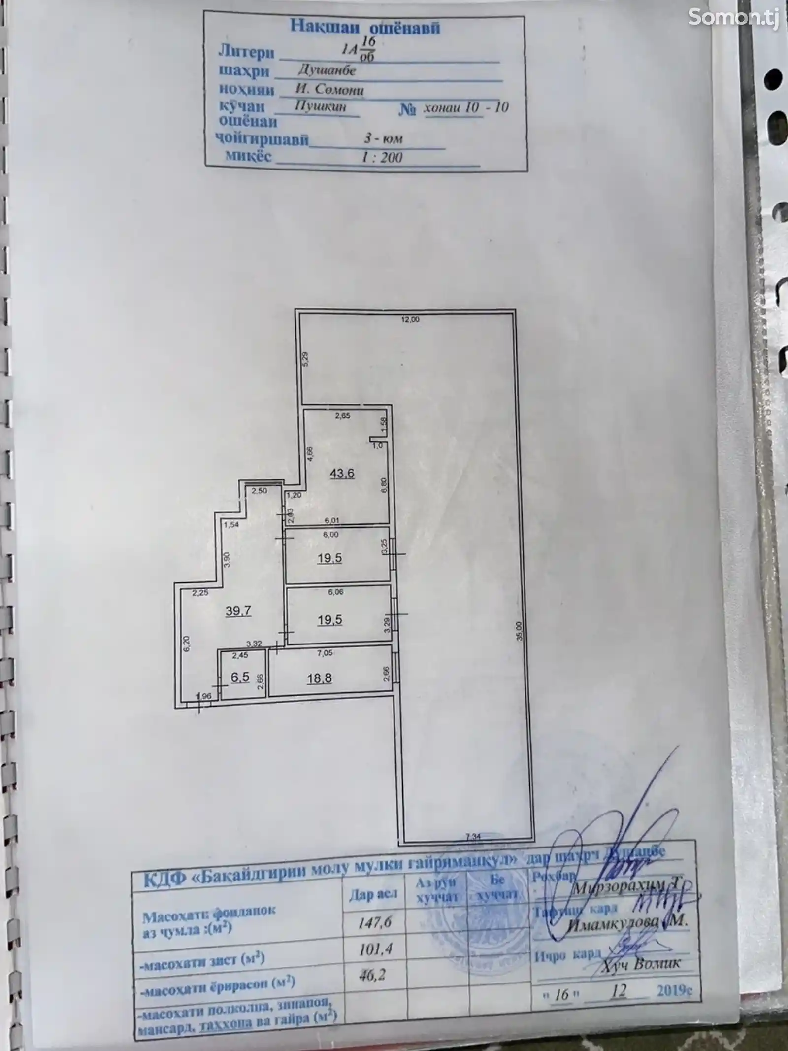 4-комн. квартира, 3 этаж, 147 м², Сомони-5