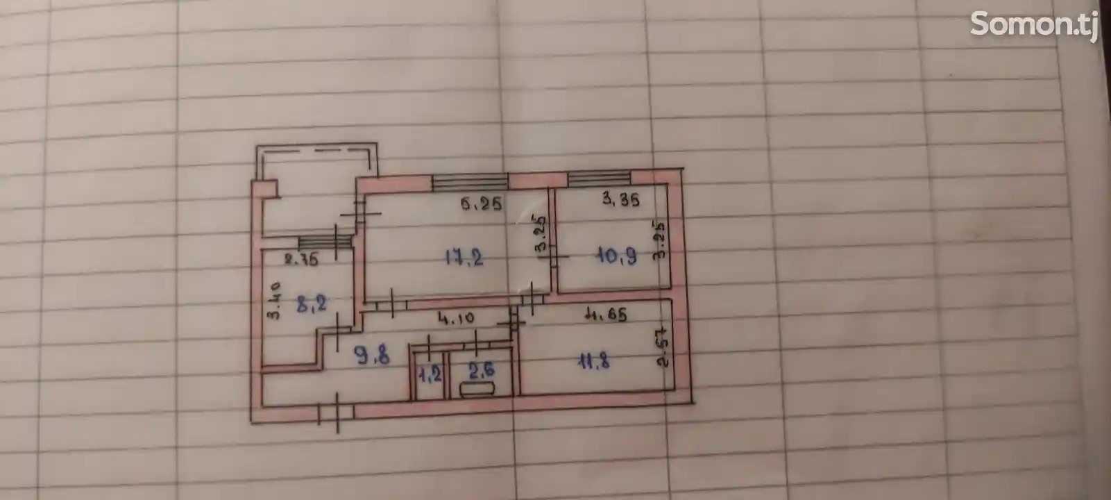 3-комн. квартира, 4 этаж, 62 м², Сино-12