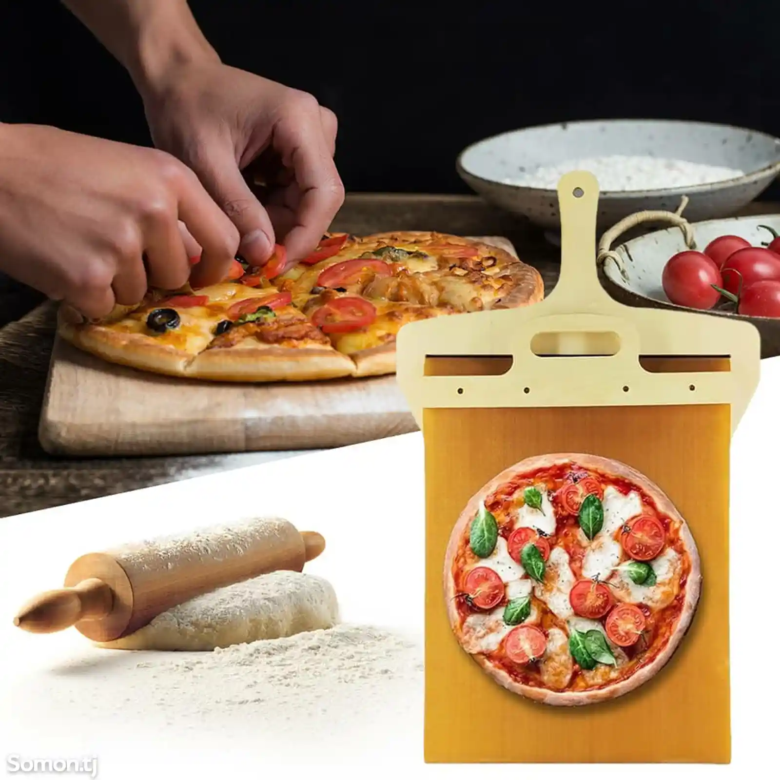 Деревянная выдвижная лопатка для очистки пиццы-4