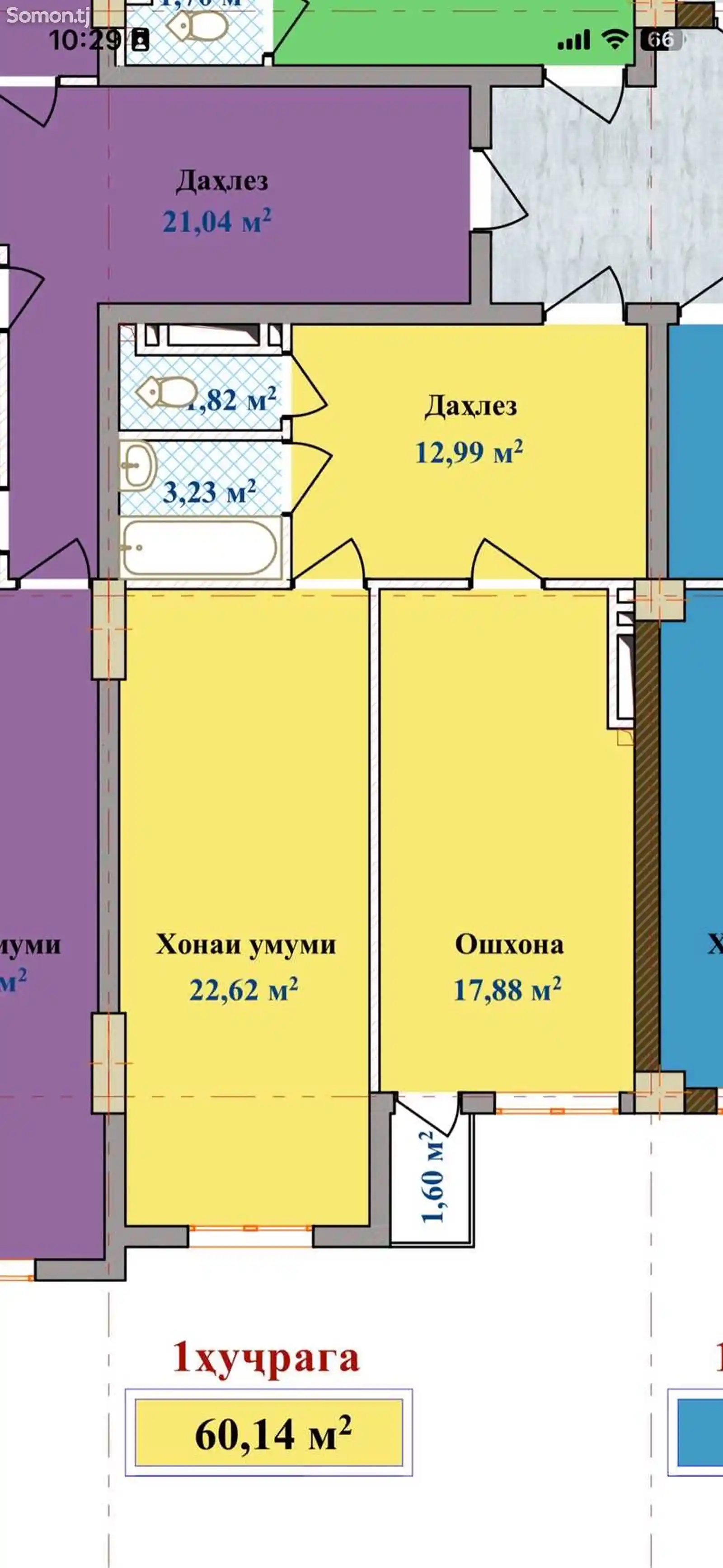 1-комн. квартира, 8 этаж, 60 м², Яккачинор-4