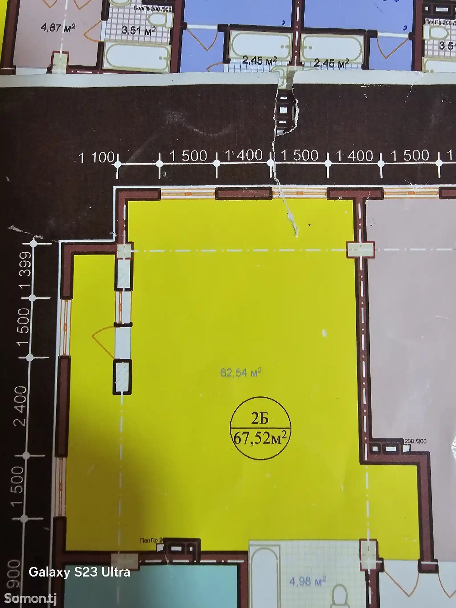 2-комн. квартира, 4 этаж, 70 м², Сомониён-3