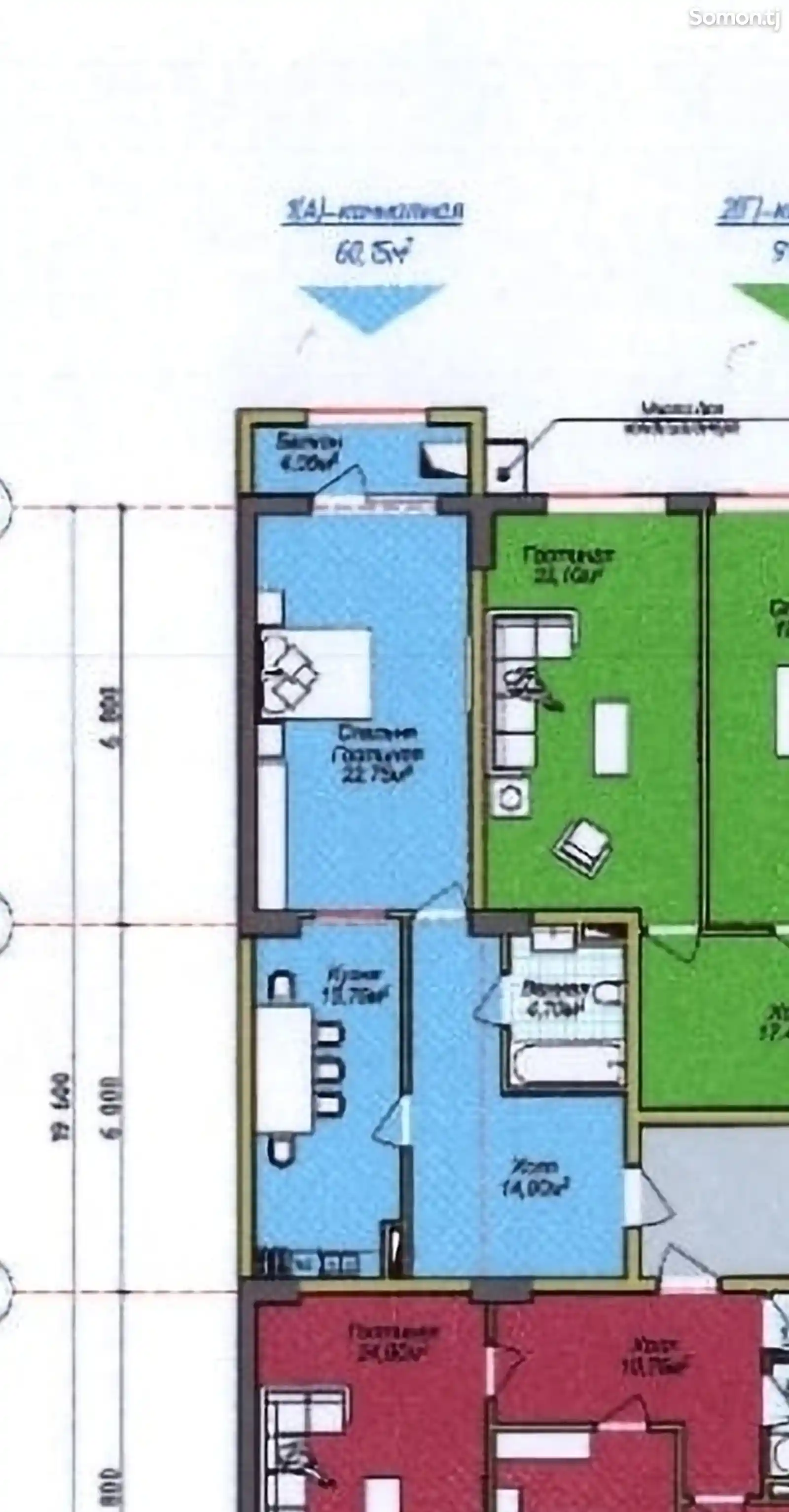 2-комн. квартира, 13 этаж, 60 м², Фирдавси, 46 мкр-2