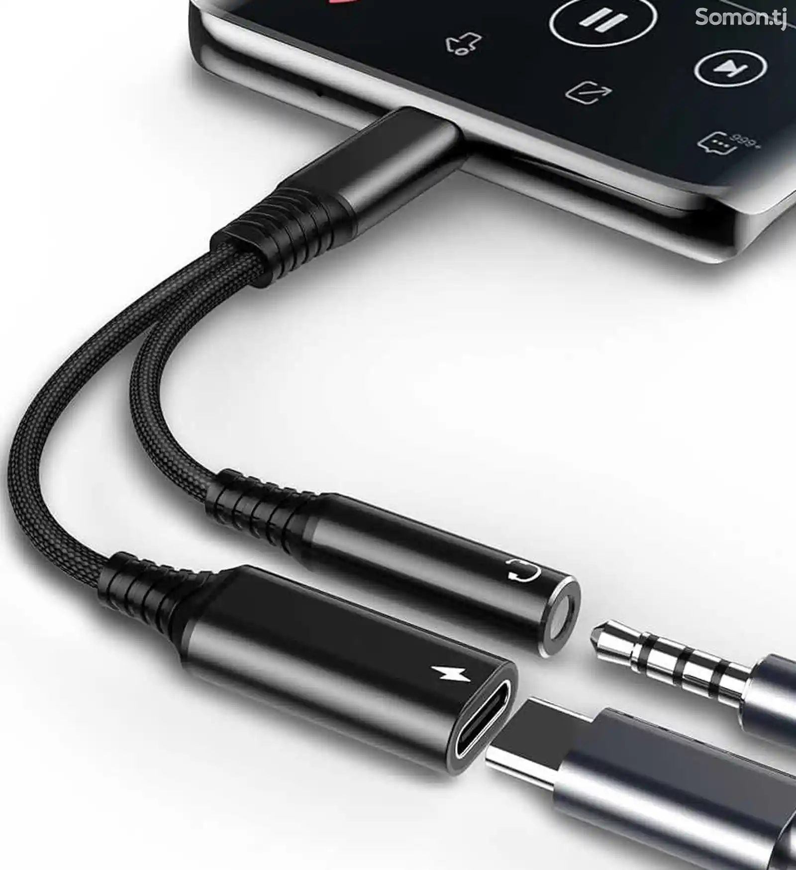 USB C зарядному устройству 3,5 мм, 2 в 1 Type C к аудиоадаптеру Aux-5