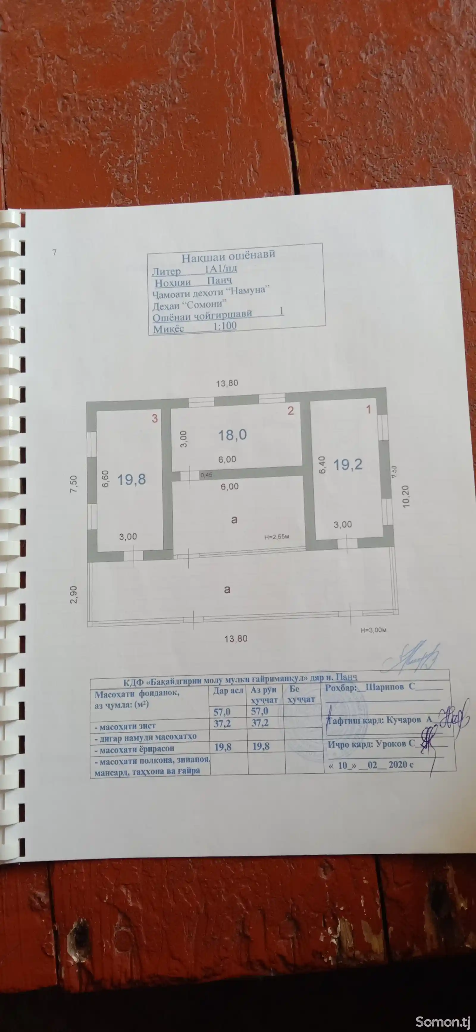 1 этажн. 4-комн. дом, 20 соток, ч/д.Намуна, дех.Сомони-10