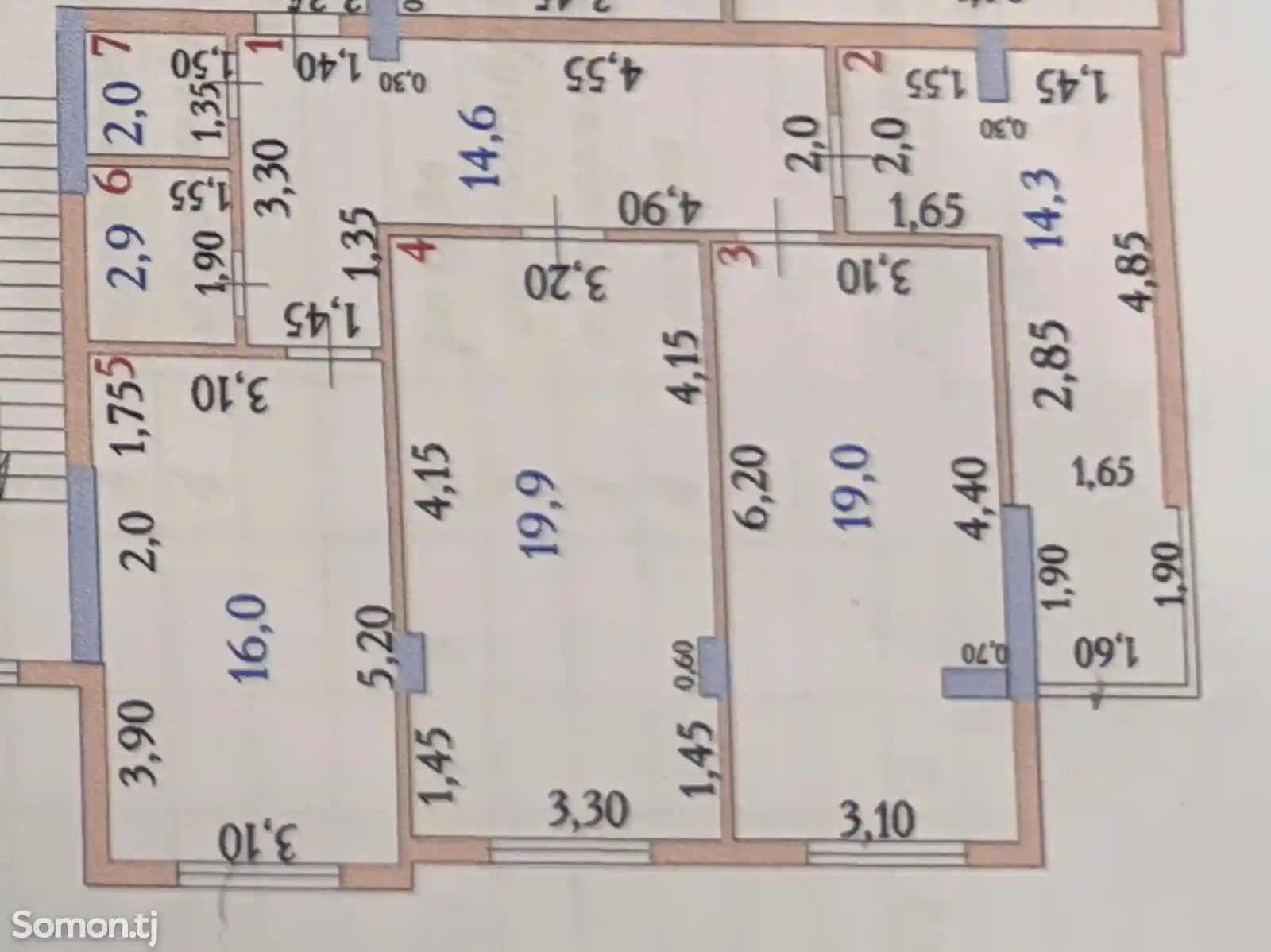 3-комн. квартира, 1 этаж, 89 м²,  Дустии Халкхо-2