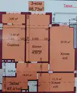 3-комн. квартира, 4 этаж, 89 м², назди ошхонаи Баҳор-2