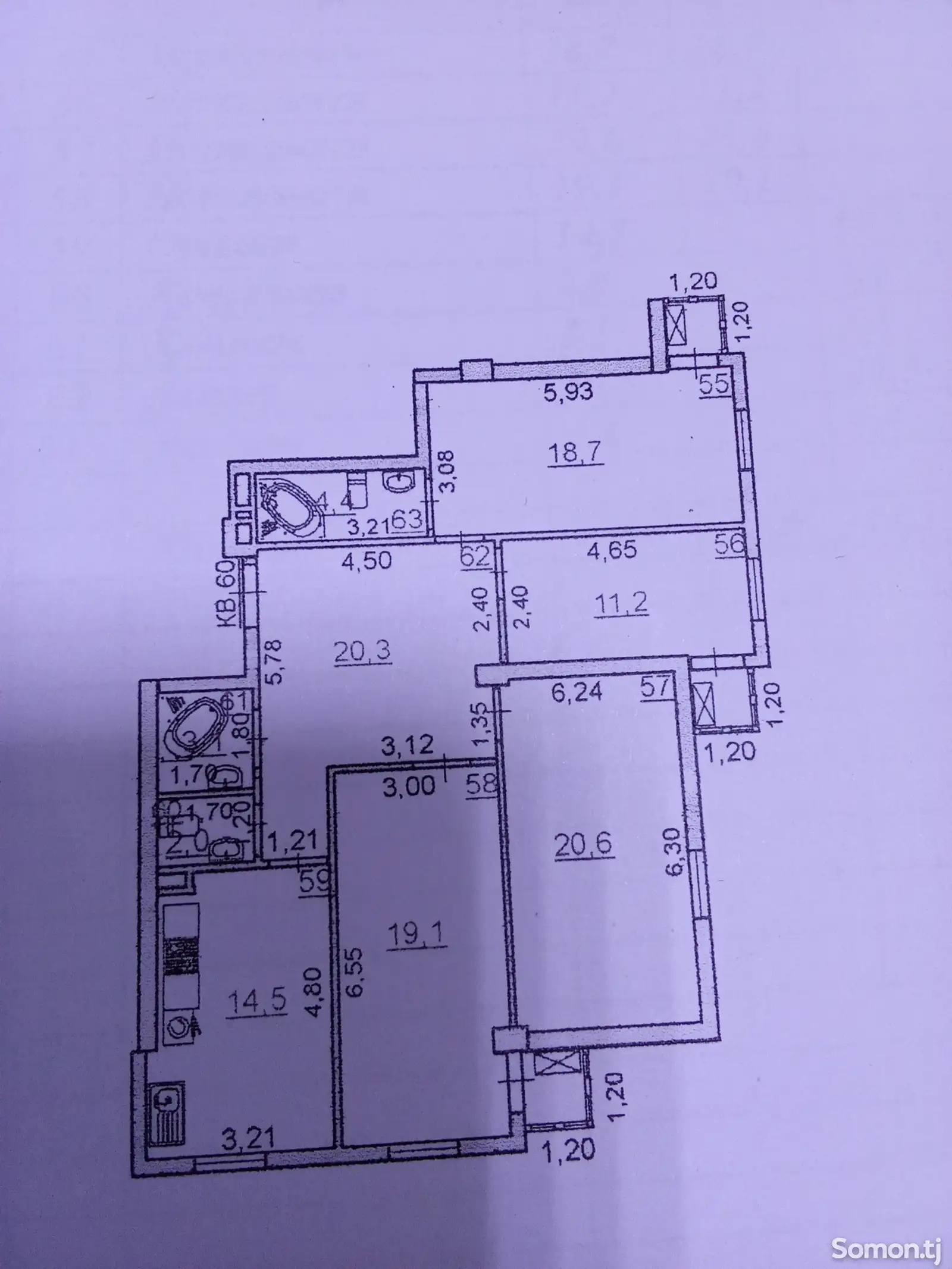 4-комн. квартира, 3 этаж, 114 м², Шохмансур-1