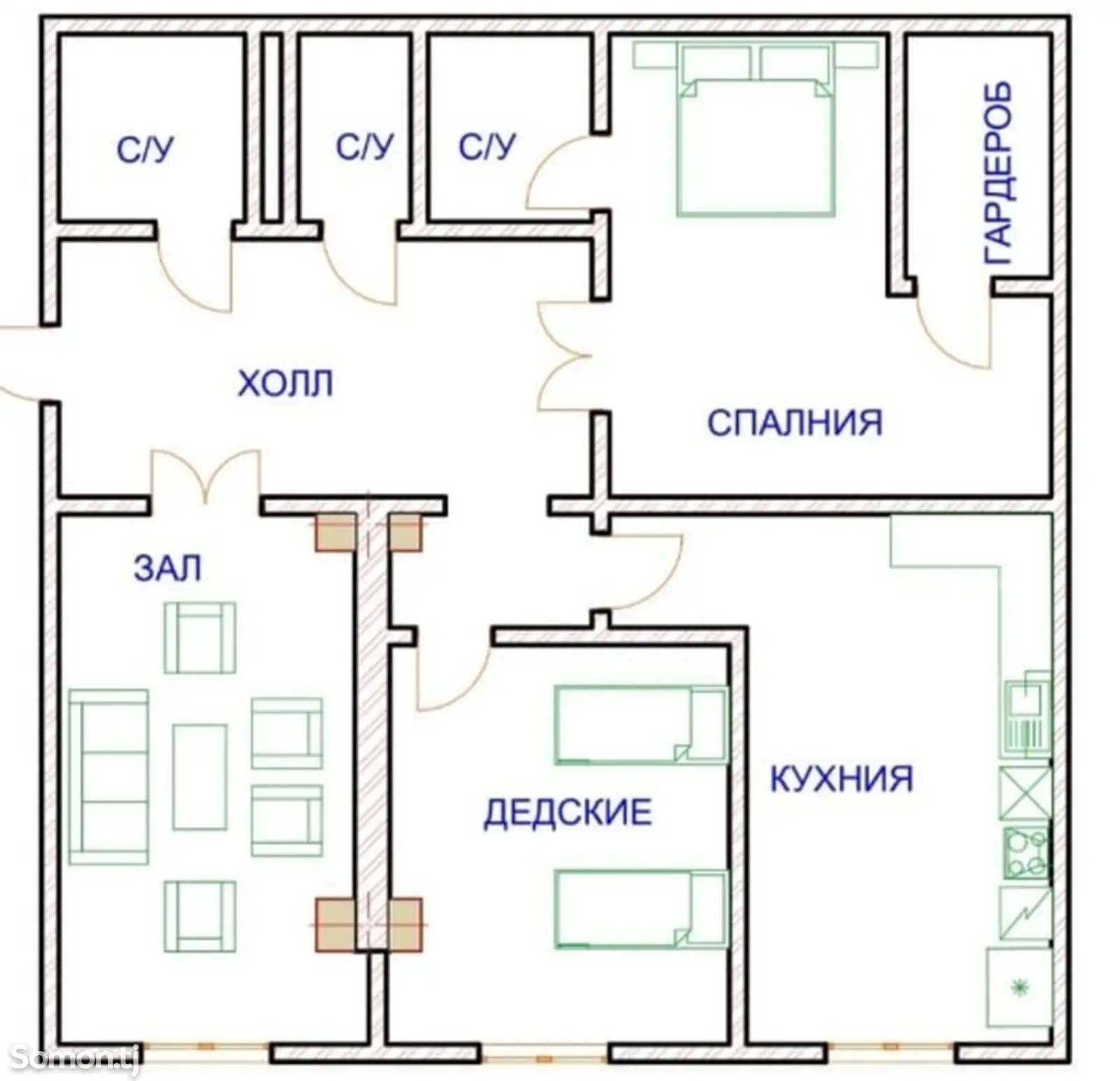 3-комн. квартира, 21 этаж, 118 м², Хилтон