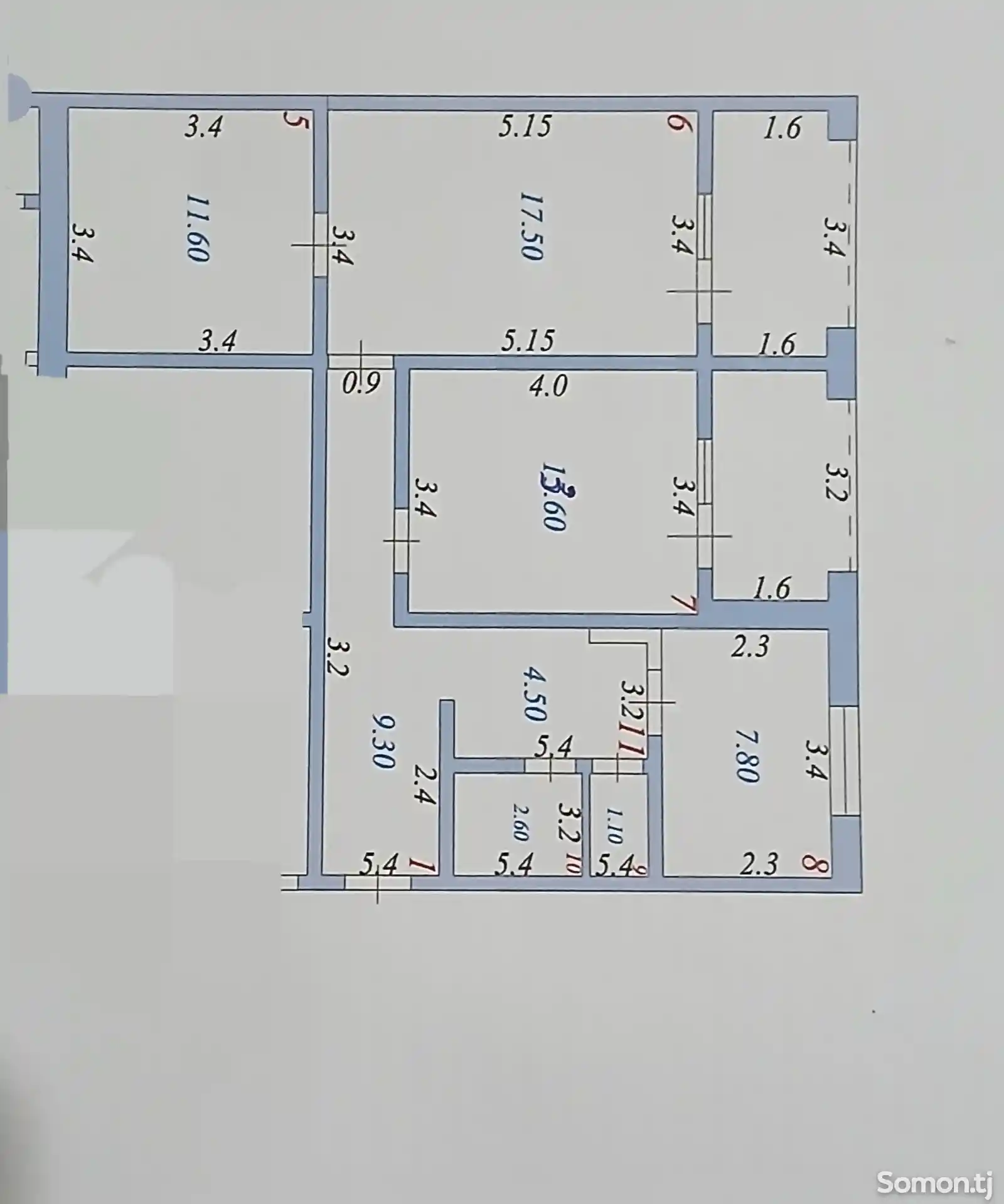 3-комн. квартира, 4 этаж, 68 м², Махалаи Барбад 36/16-1