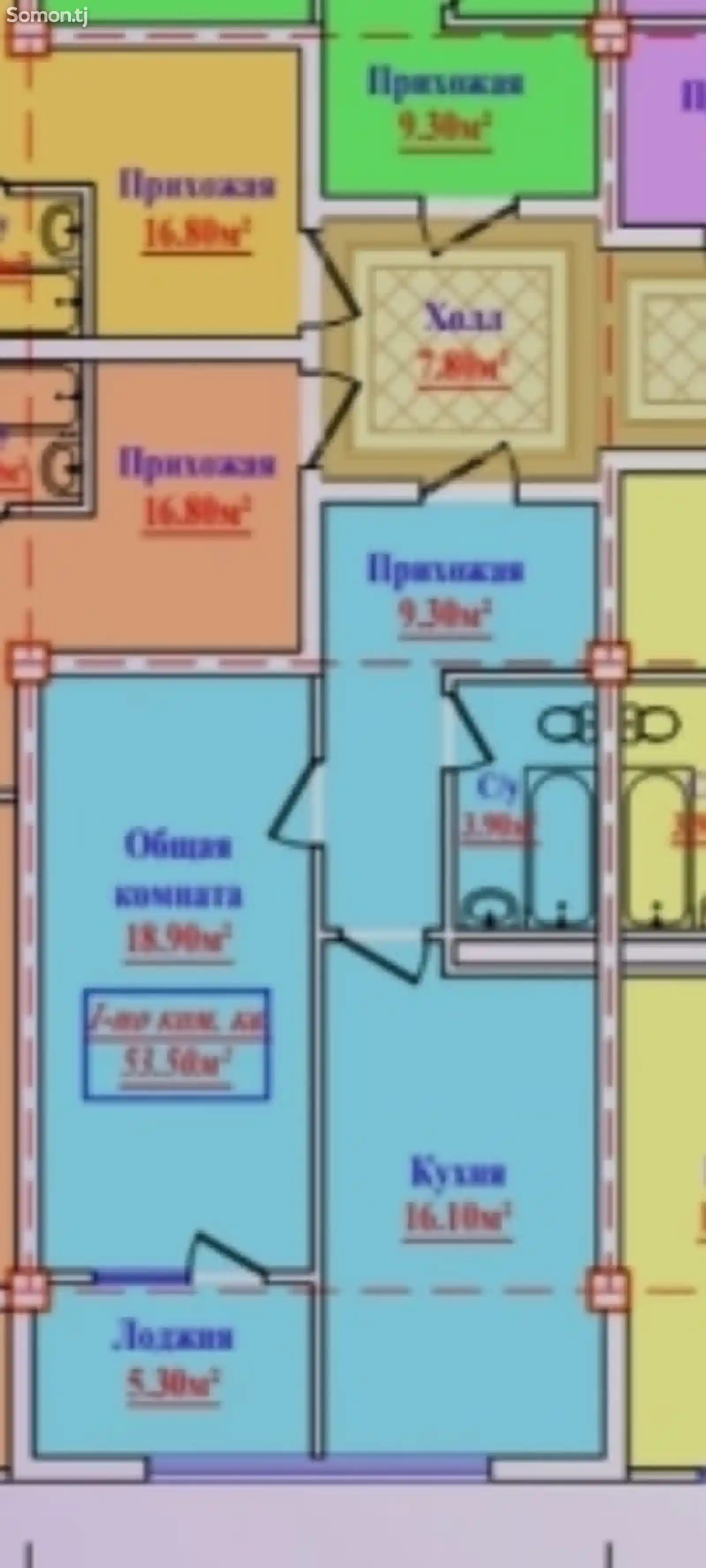 1-комн. квартира, 5 этаж, 54 м², 92 мкр, Ресторан Райхон-2