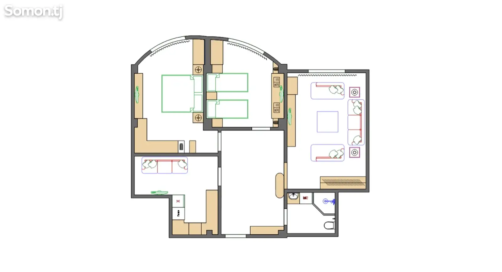 3-комн. квартира, 6 этаж, 83 м², З1мкр, ресторан Дусти Амирхон(Империя)-14