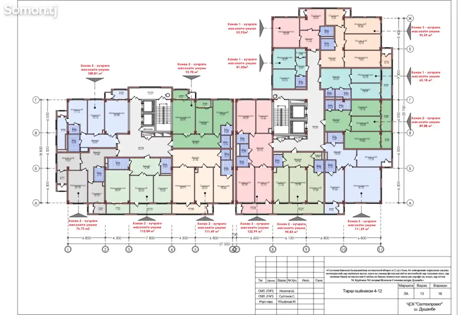 2-комн. квартира, 13 этаж, 112 м², шохмансур-14