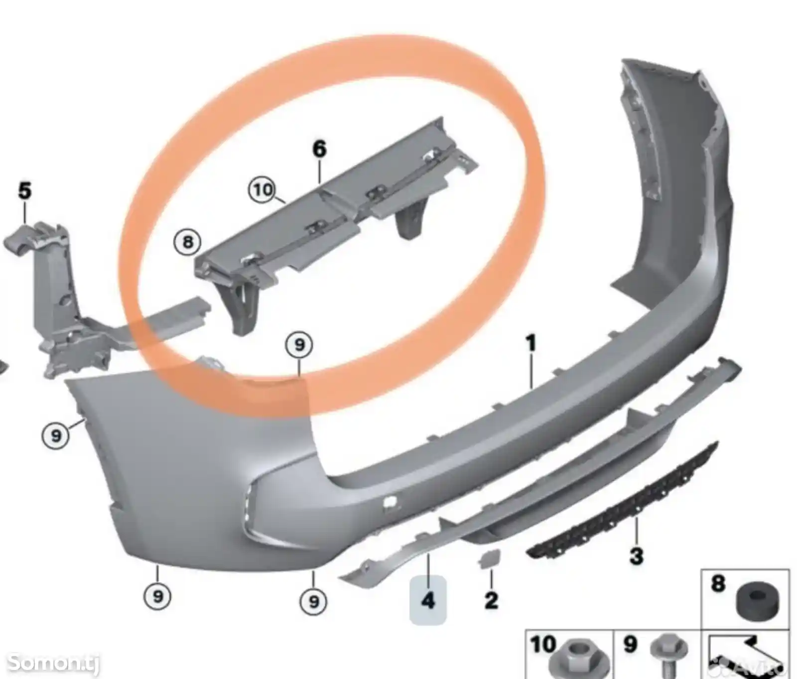 Кронштейн заднего бампера BMW X5 F15-2