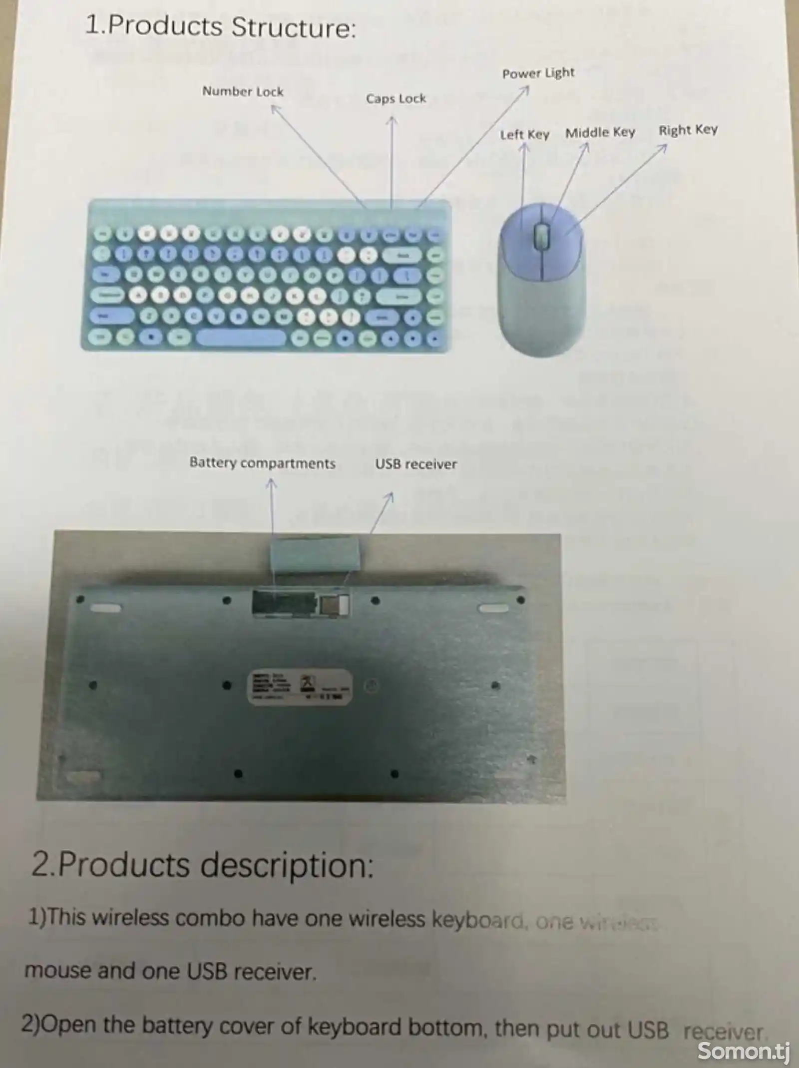 Цветная мини-беспроводная клавиатура и мышь-5