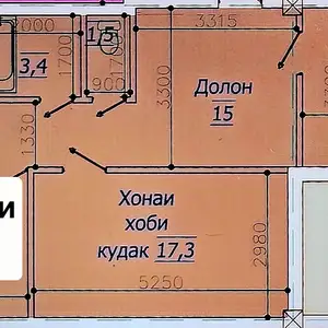 3-комн. квартира, 9 этаж, 93 м², поворот Ленинград