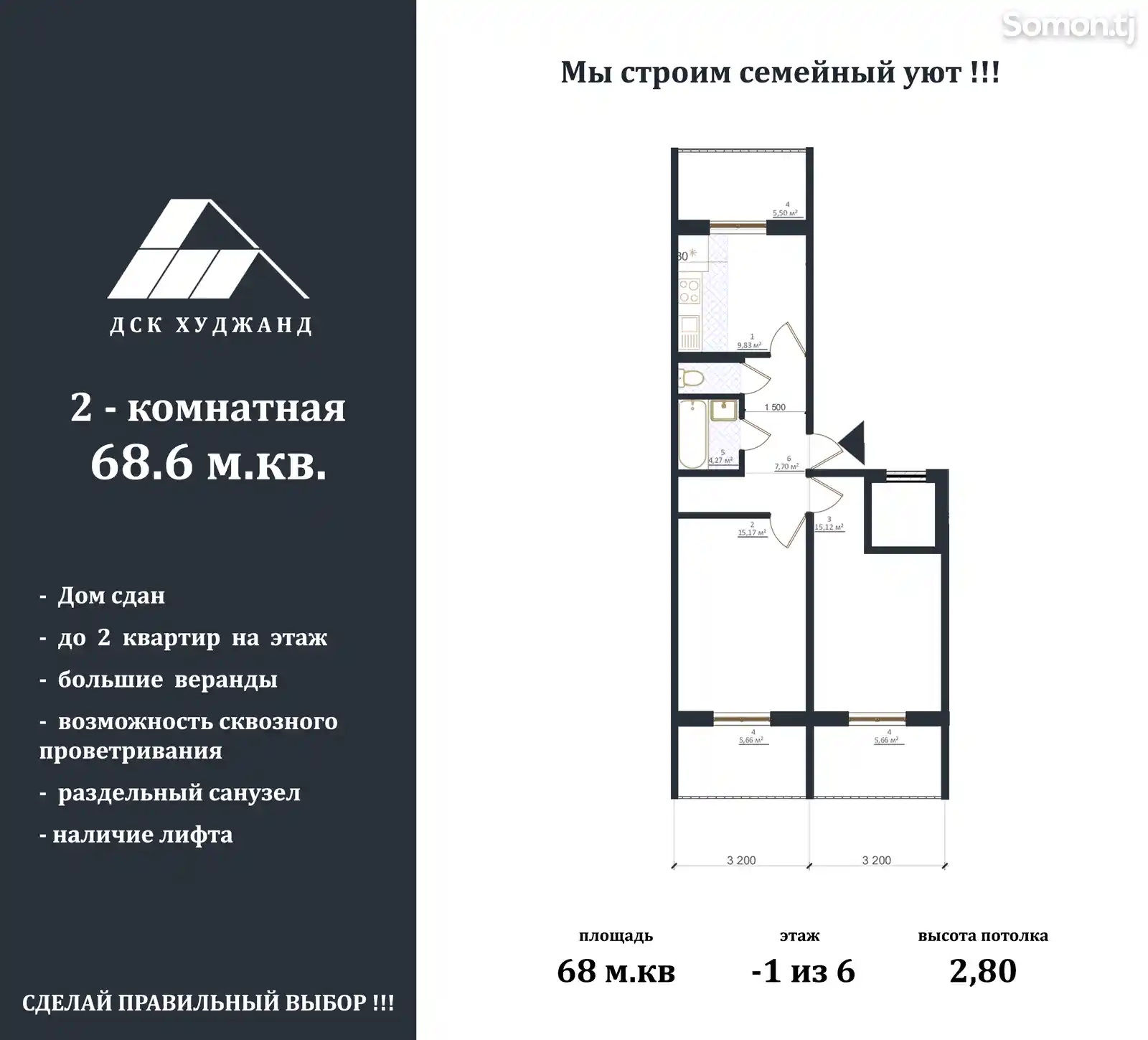 2-комн. квартира, Цокольный этаж, 68 м², 29 микрорайон-10