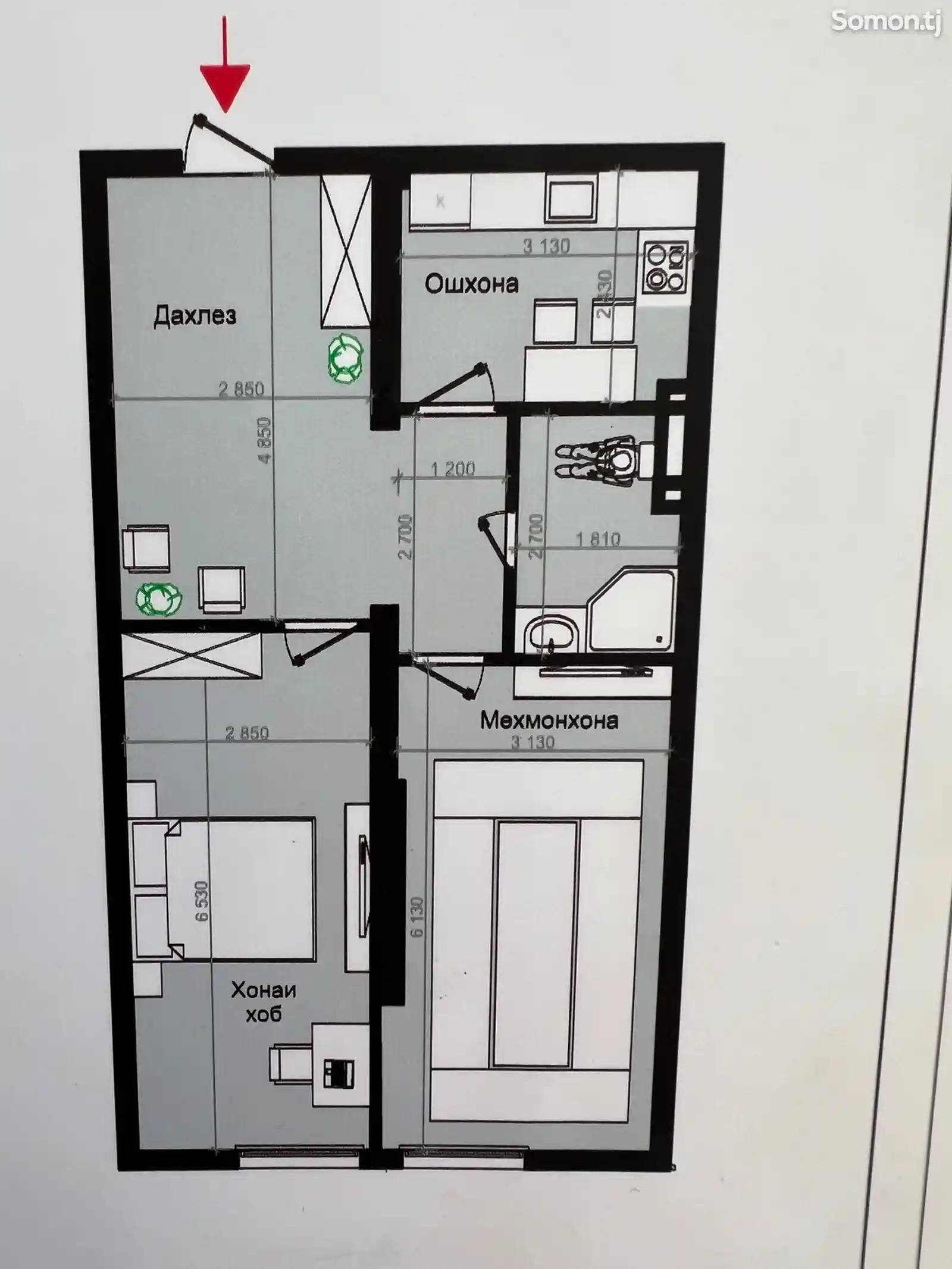 2-комн. квартира, 17 этаж, 68 м², Цирк-4