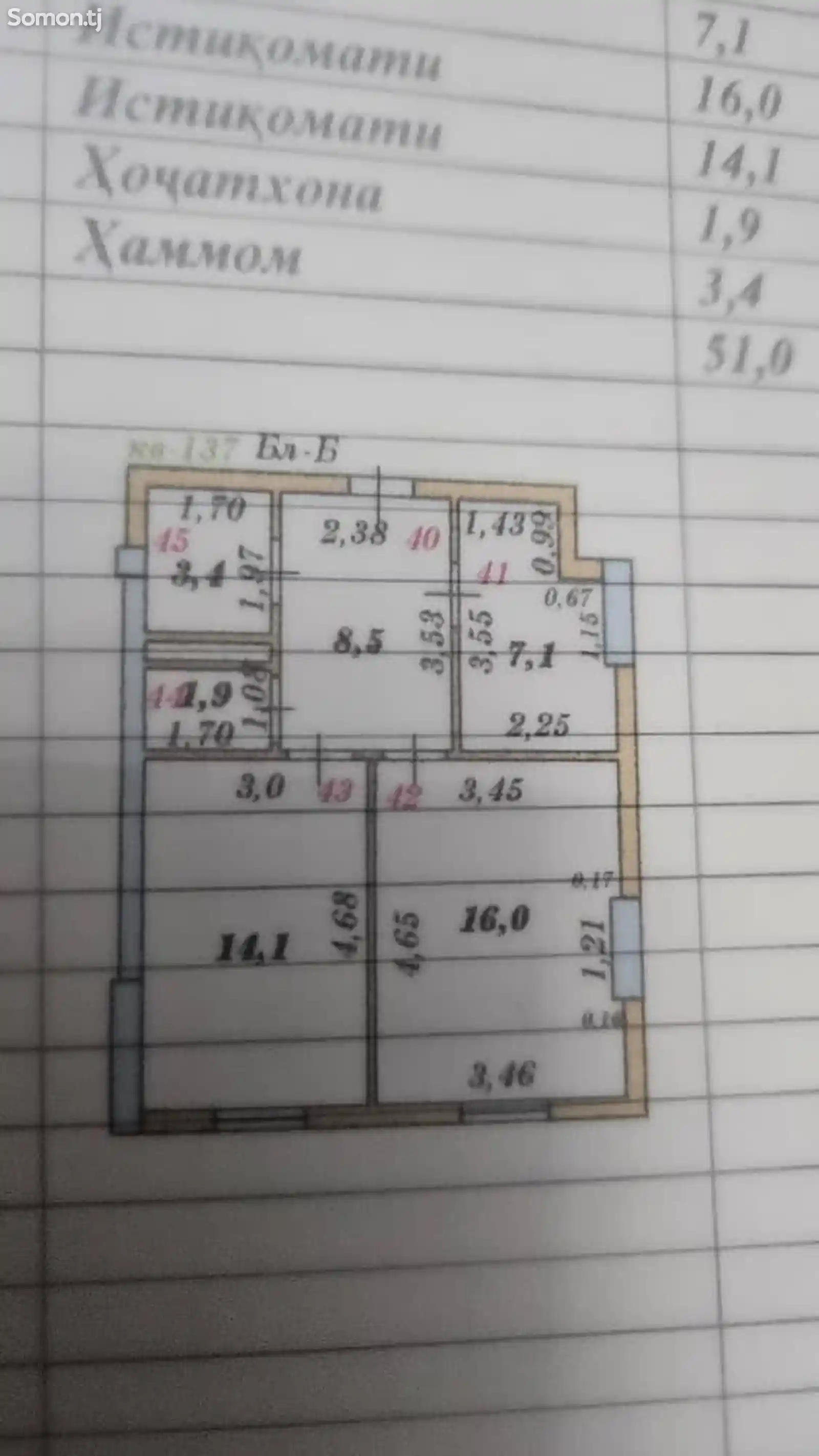 2-комн. квартира, 12 этаж, 51 м², Сино-1