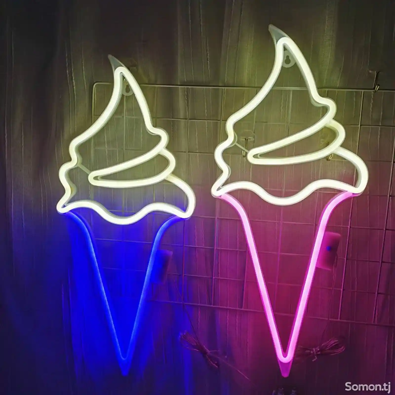 Летний разноцветный светодиодный неоновый свет в форме мороженого-1