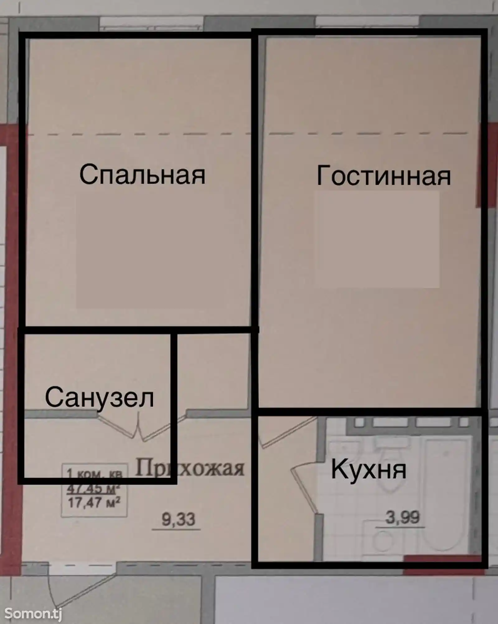 1-комн. квартира, 4 этаж, 48 м², 13 мкр-2