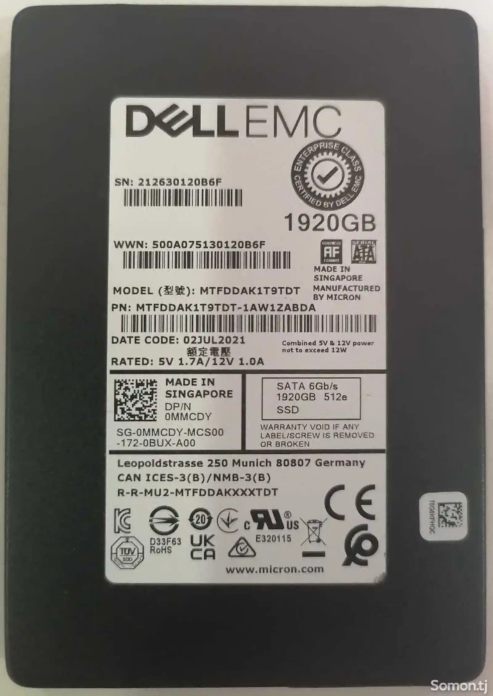 Жесткий диск Dell 1.92TB SSD Sata Mix Use 2.5 inch-2
