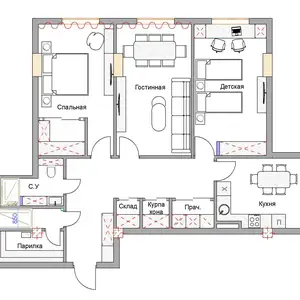 3-комн. квартира, 6 этаж, 98 м², рудаки