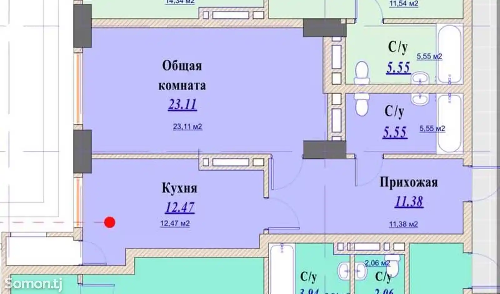 1-комн. квартира, 12 этаж, 53 м², Ватан, Гостиница Душанбе-4