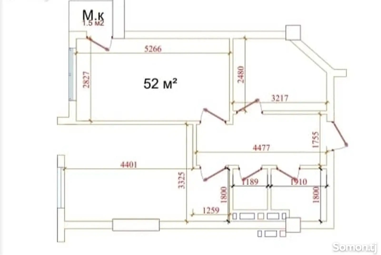 2-комн. квартира, 13 этаж, 52 м², И.Сомони