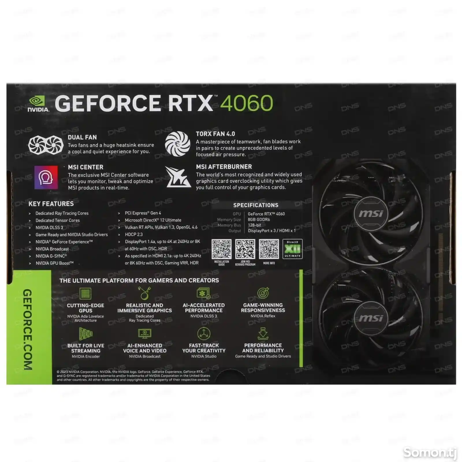 Видеокарта MSI GeForce RTX 4060 VENTUS 2X BLACK-2