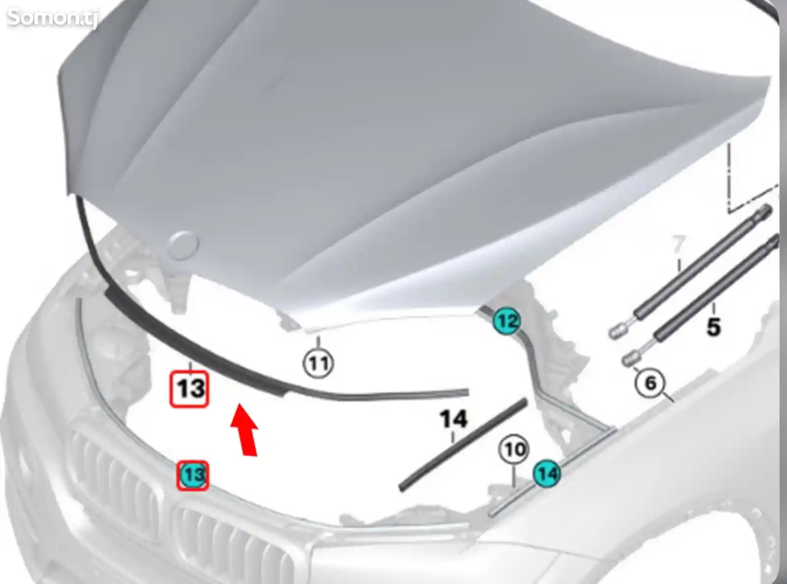 Уплотнитель капота BMW X5 F15-1