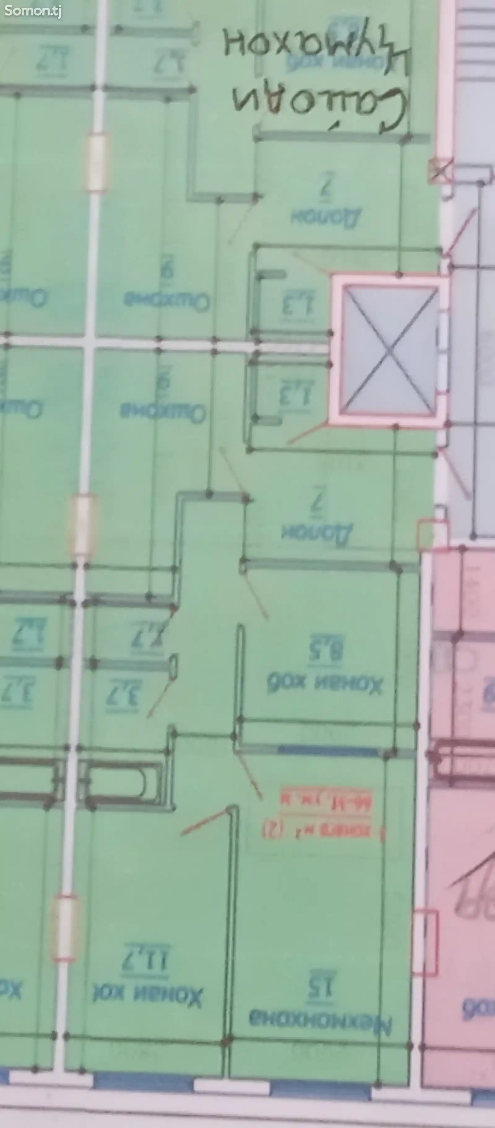 3-комн. квартира, 4 этаж, 66 м², Гардиши Фабрика, пеши масҷид