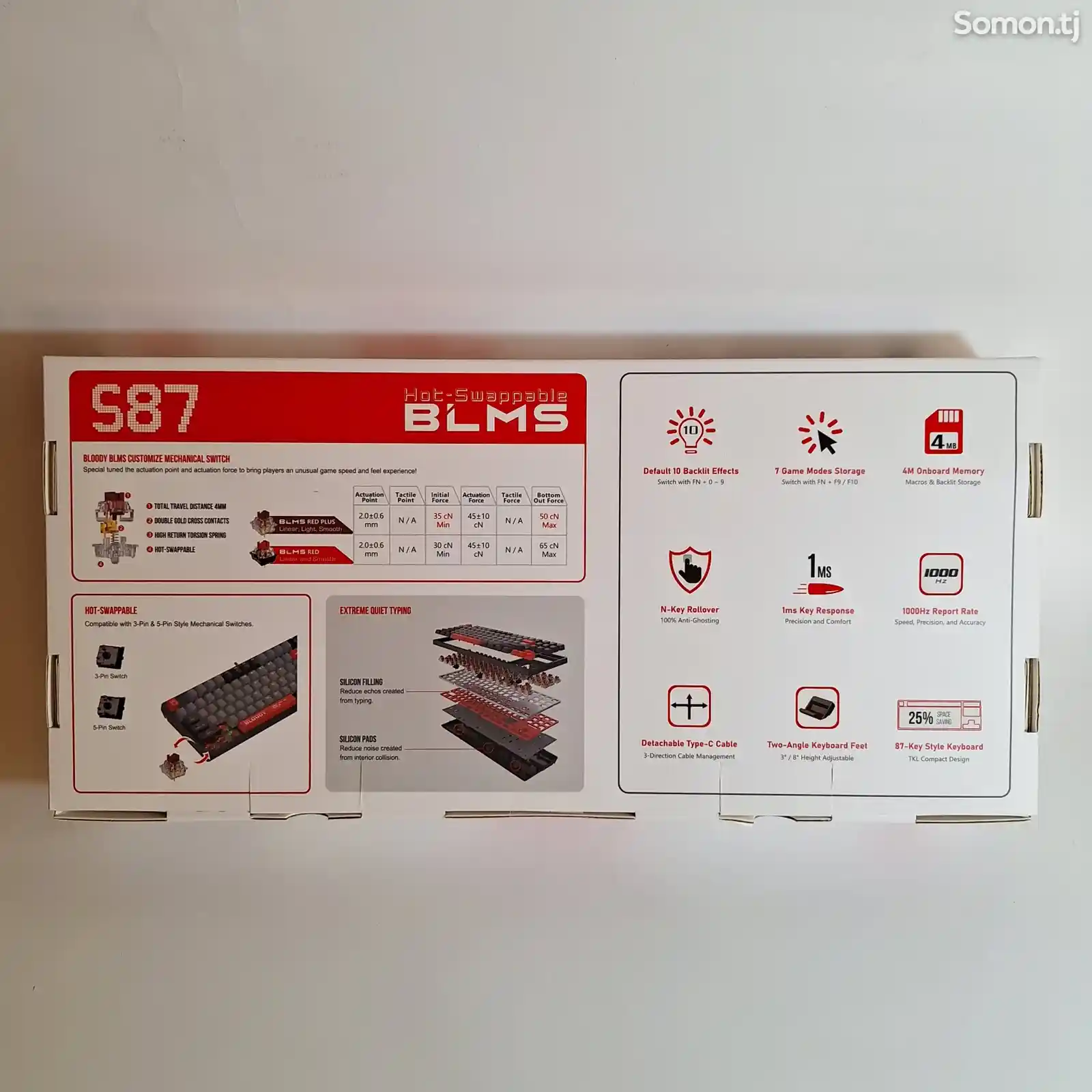 Механическая клавиатура С RGB-подсветкой Bloody S87-4