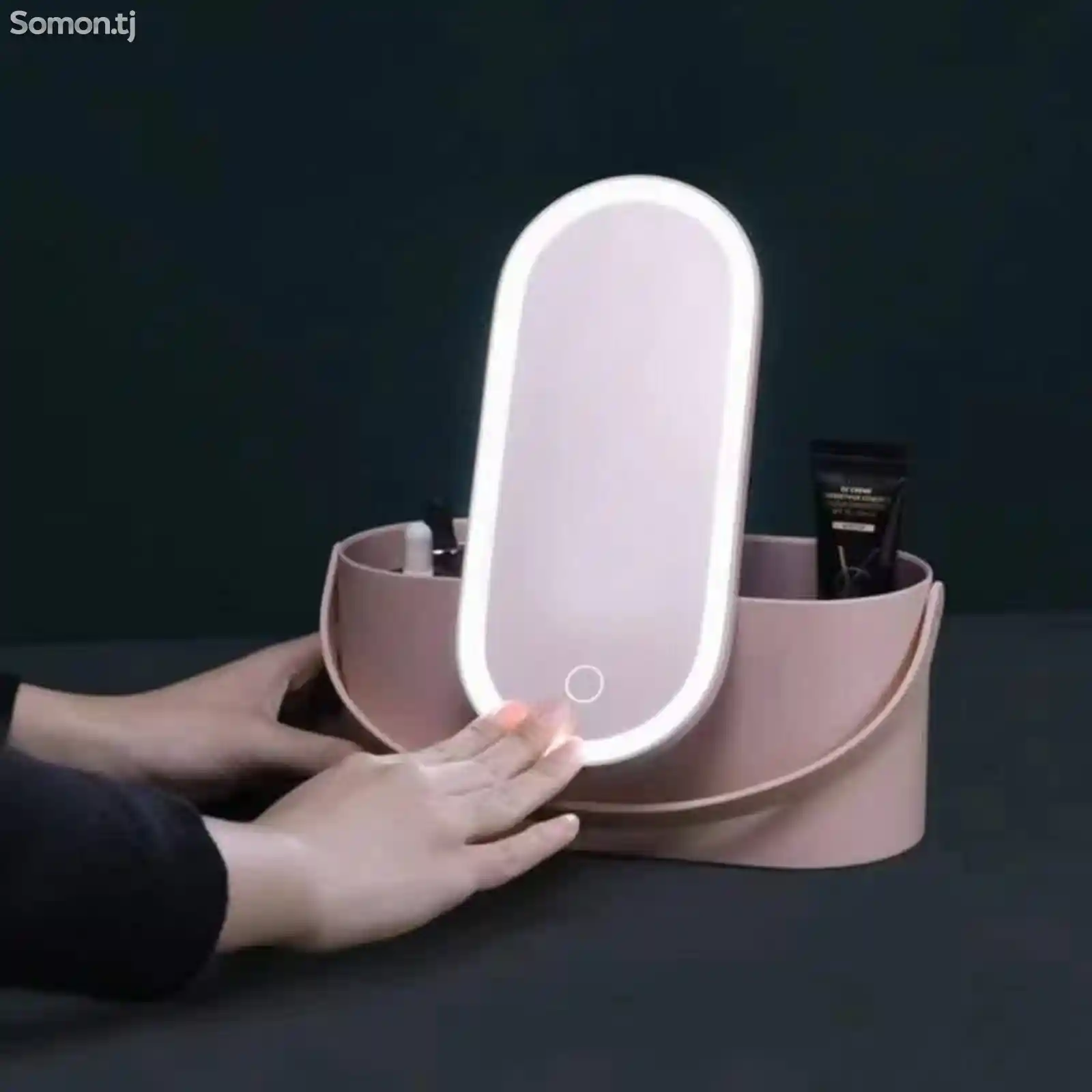 Чемодан для макияжа Teamsky с зеркалом с подсветкой, портативный складной ящик-2