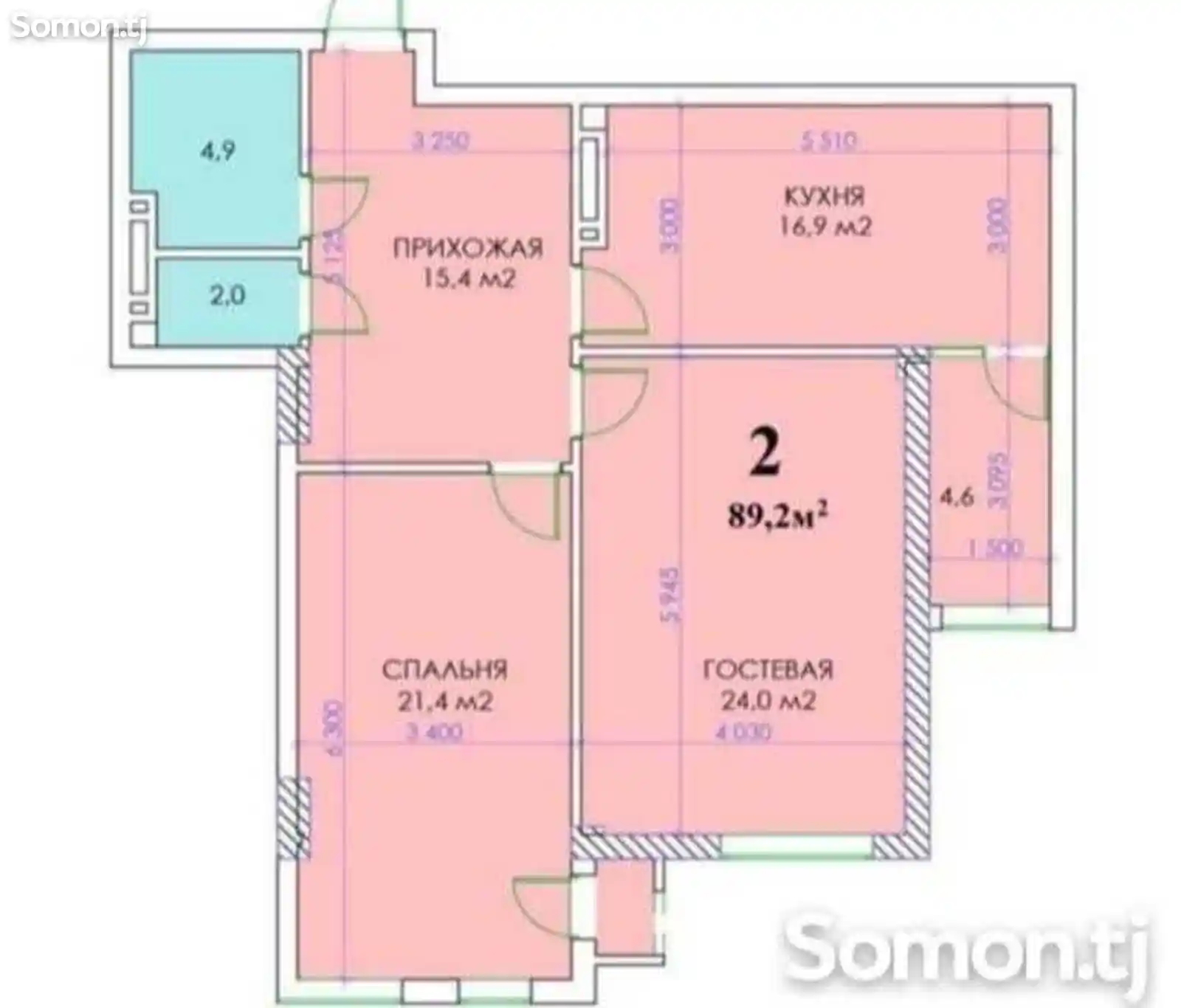 2-комн. квартира, 14 этаж, 88 м², Дом печати-15