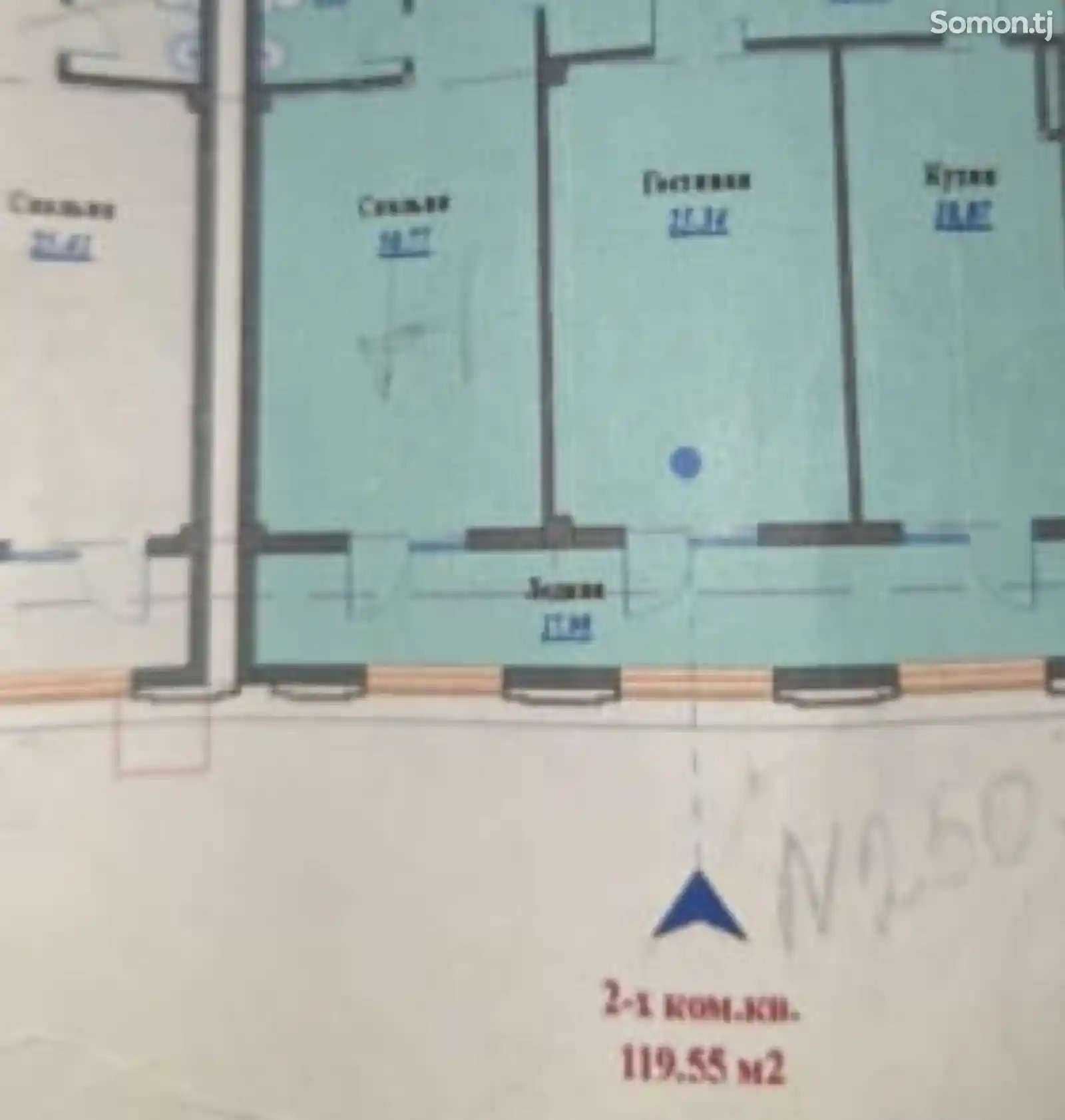 3-комн. квартира, 19 этаж, 119 м², Исмоили Сомони, ресторан Тайландшеф-5