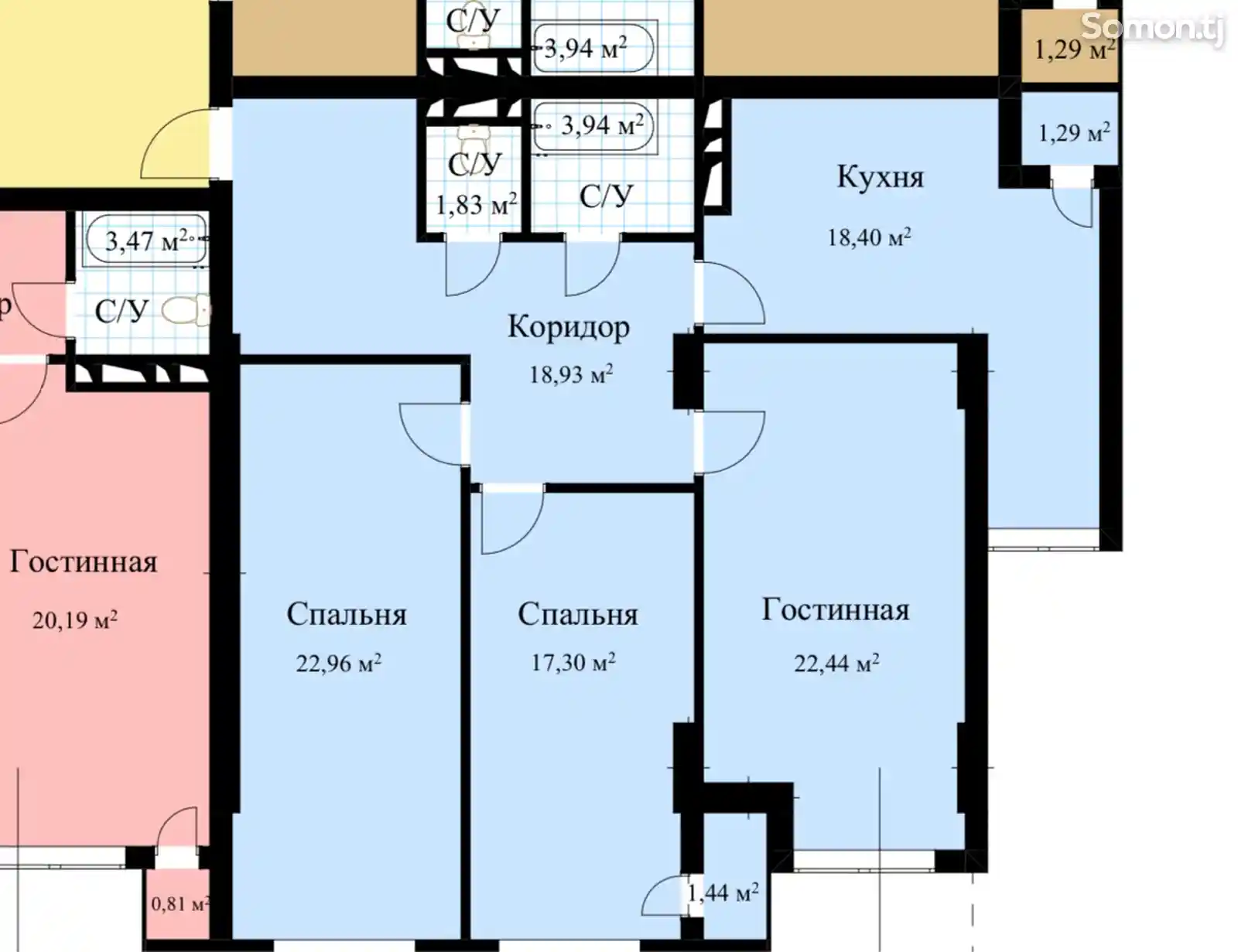 3-комн. квартира, 13 этаж, 110 м², Ватан, Посольство Турции-4