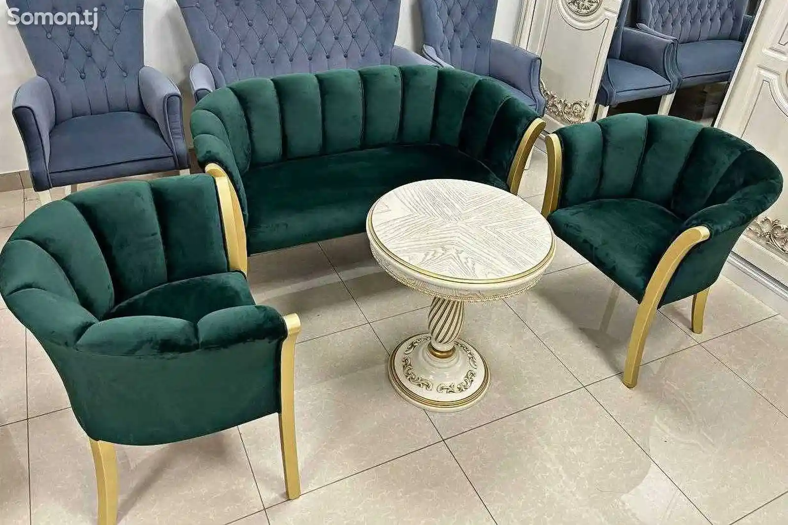 Тройка диван кресло Изумруд со столиком