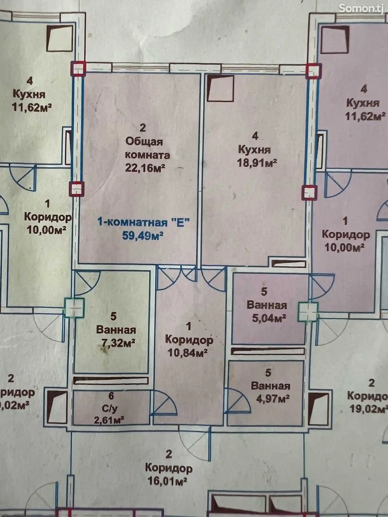 2-комн. квартира, 11 этаж, 60 м², И. Сомони-4
