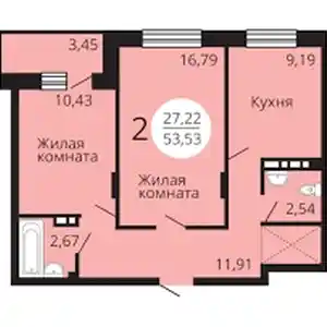 2-комн. квартира, 4 этаж, 54 м², Поворот Ленинграда