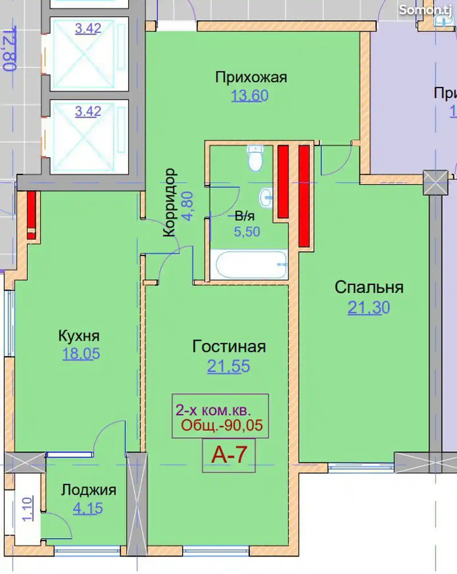 2-комн. квартира, 16 этаж, 90 м², Сафина, ул. Бухоро-3