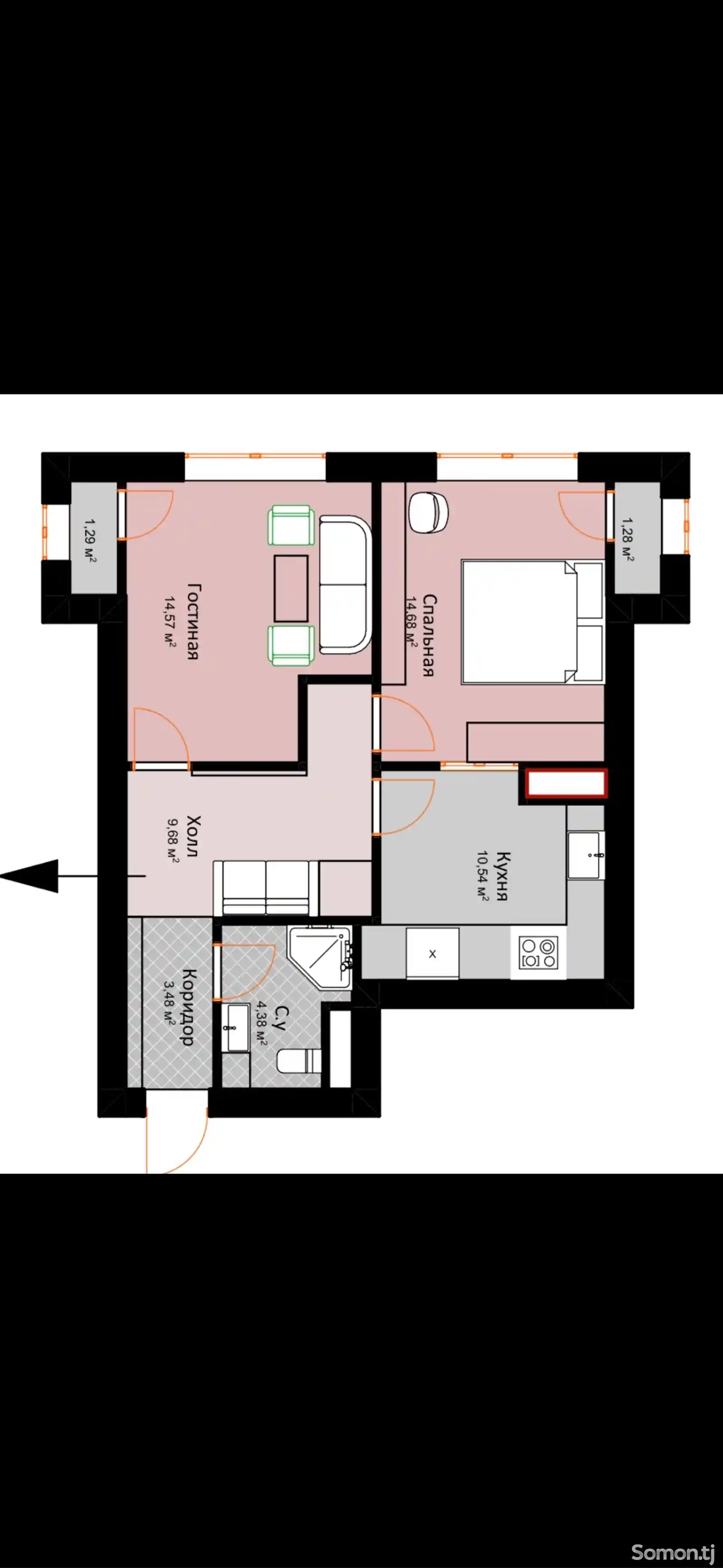 2-комн. квартира, 13 этаж, 79 м², Поворот Аэропорта-4