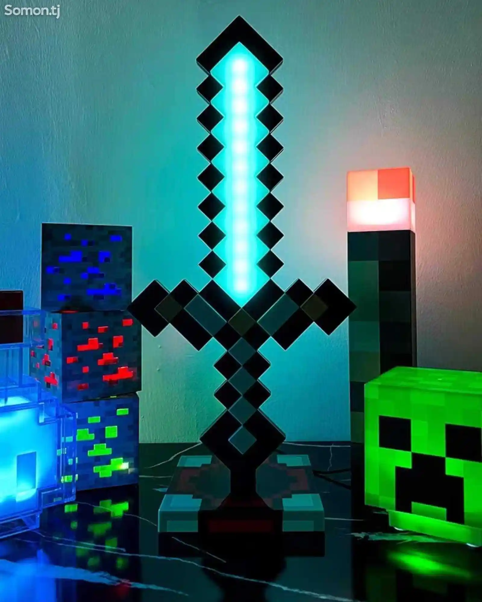 Светильник ночник алмазный мечь Minecraft-4