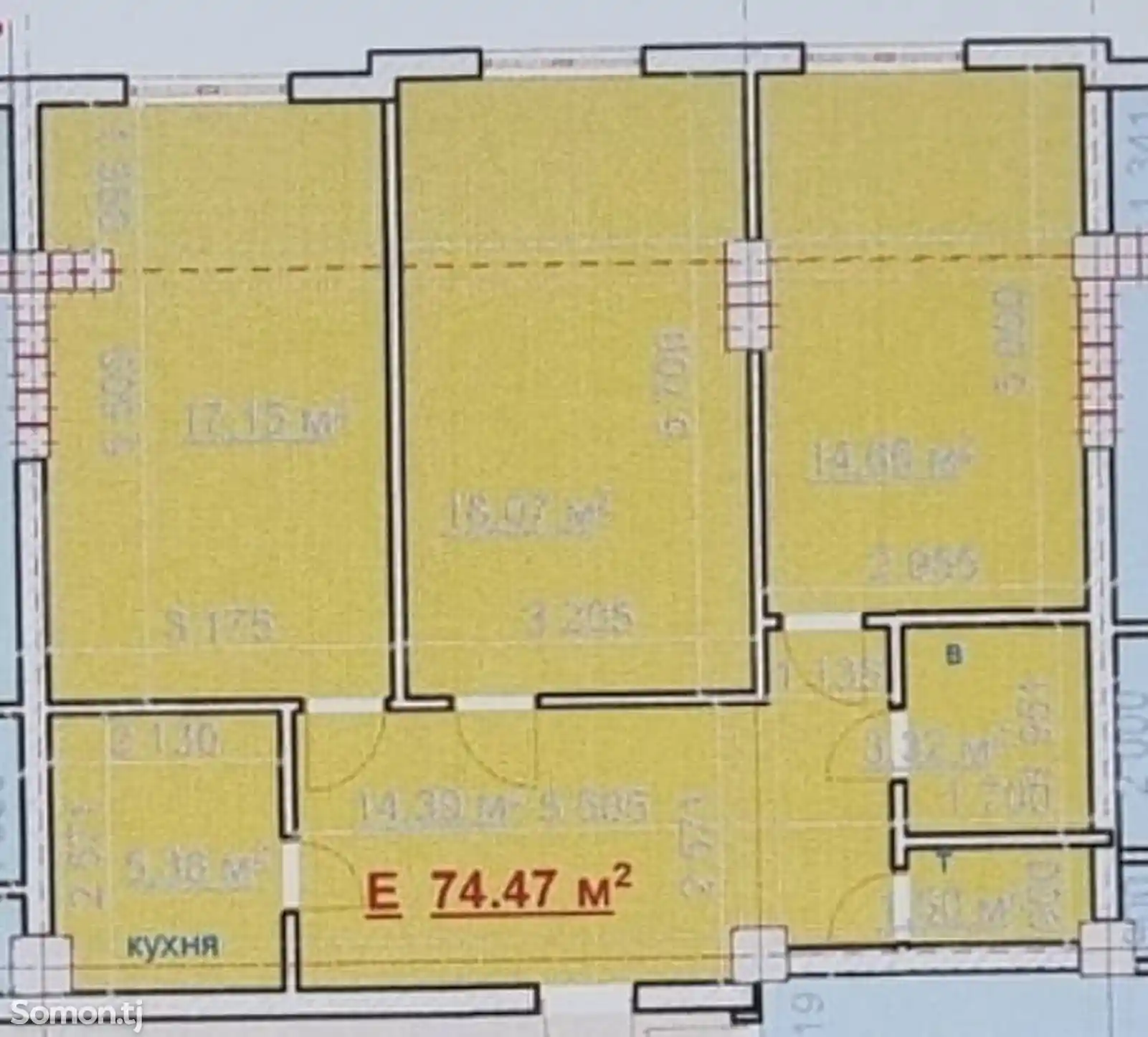 3-комн. квартира, 3 этаж, 75 м², бозори Фаровон-3