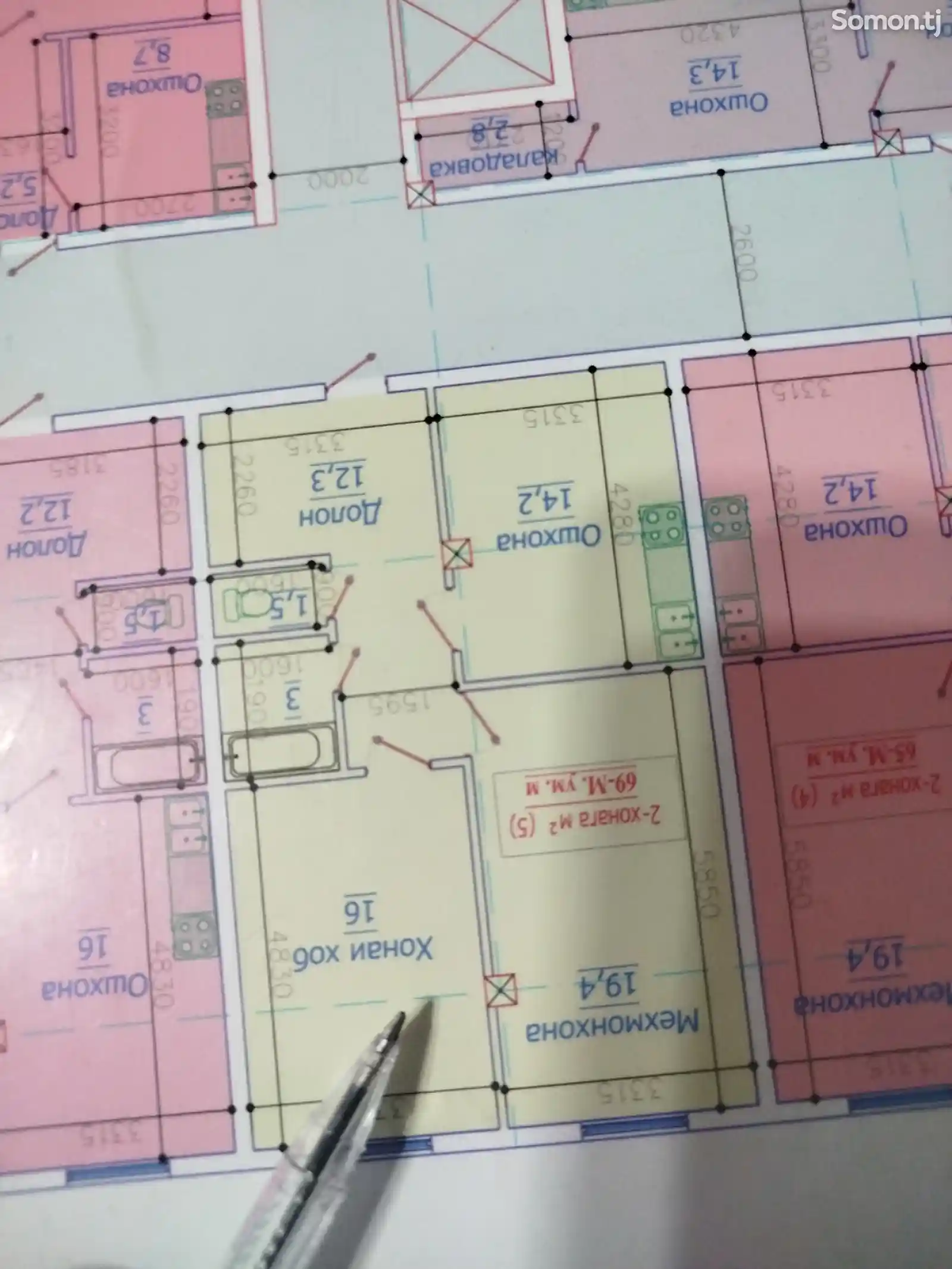 2-комн. квартира, 2 этаж, 69 м², поворот Ленинград